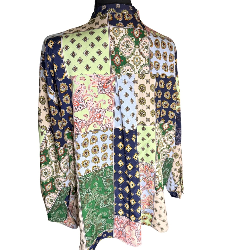 Zara Patchwork Print Button Up Long Sleeve Shirt … - image 2